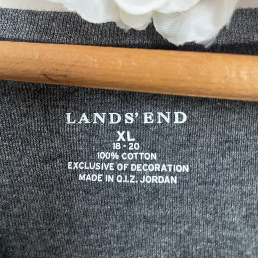 Lands' End Gray Long Sleeve Shirt Sequin Fox XL 18-20 Cotton - Picture 2 of 6